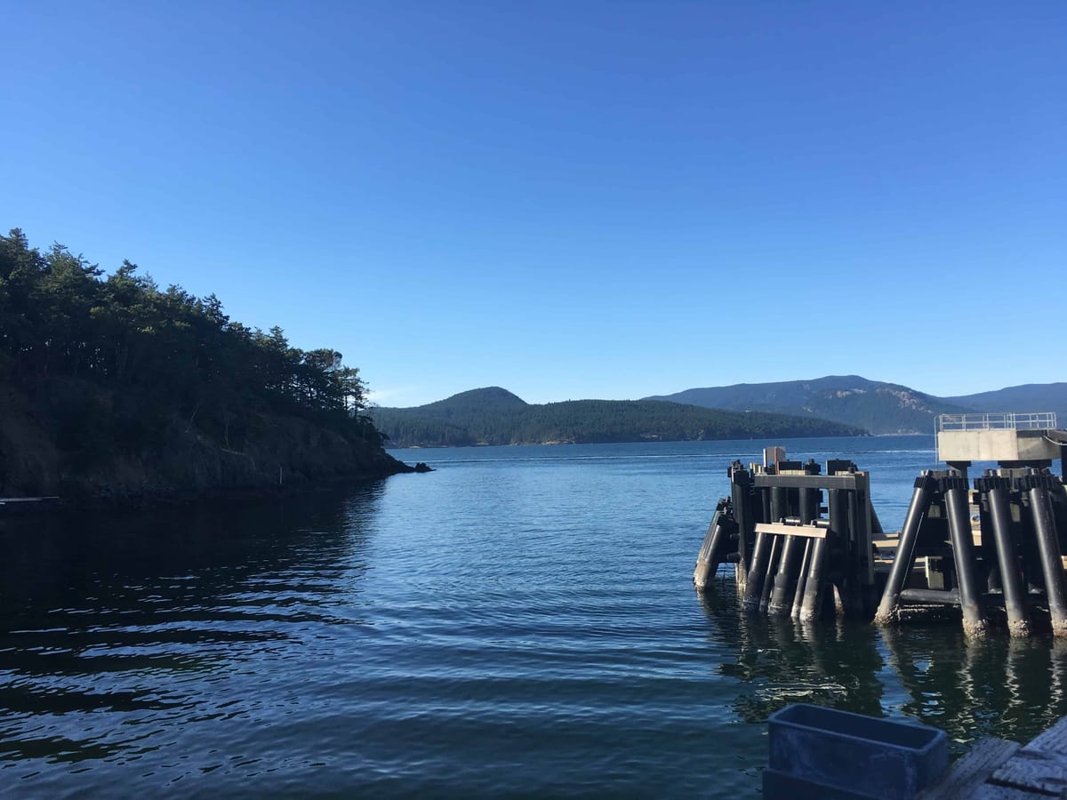 View from ferry terminal Lopez Island