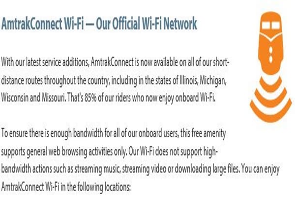 AmtrakConnect WiFi Available on Amtrak