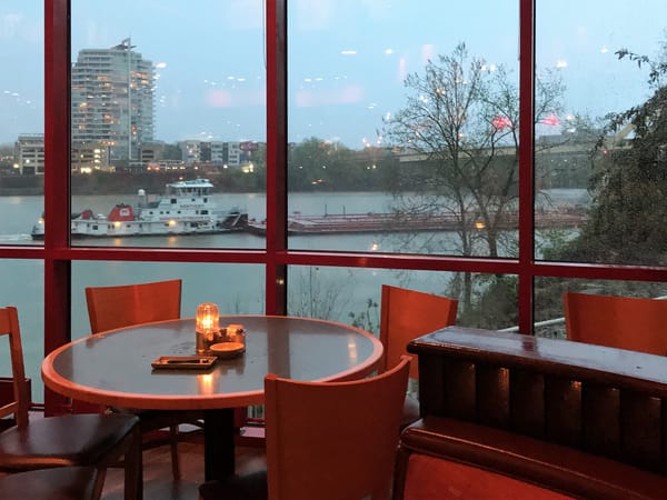 View of the Ohio River from inside Montgomery Inn Boathouse