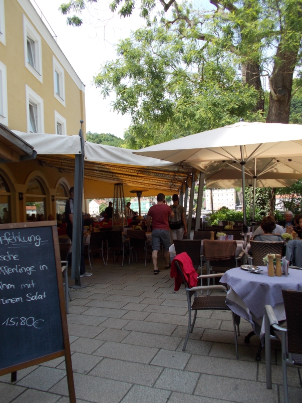 Patio Restaurant Steps from Rear Entrance Hotel Koenig