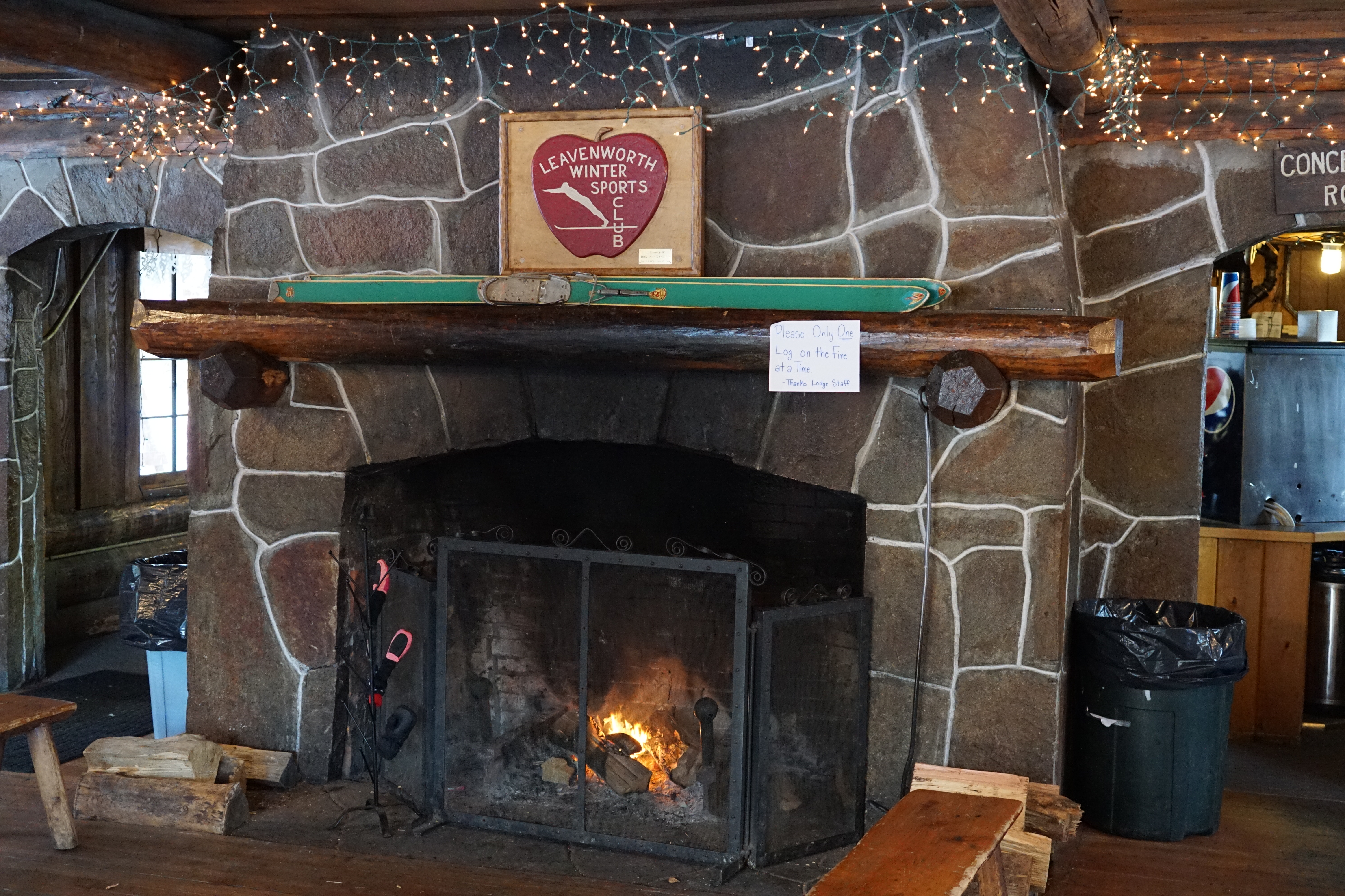 lodge fireplace