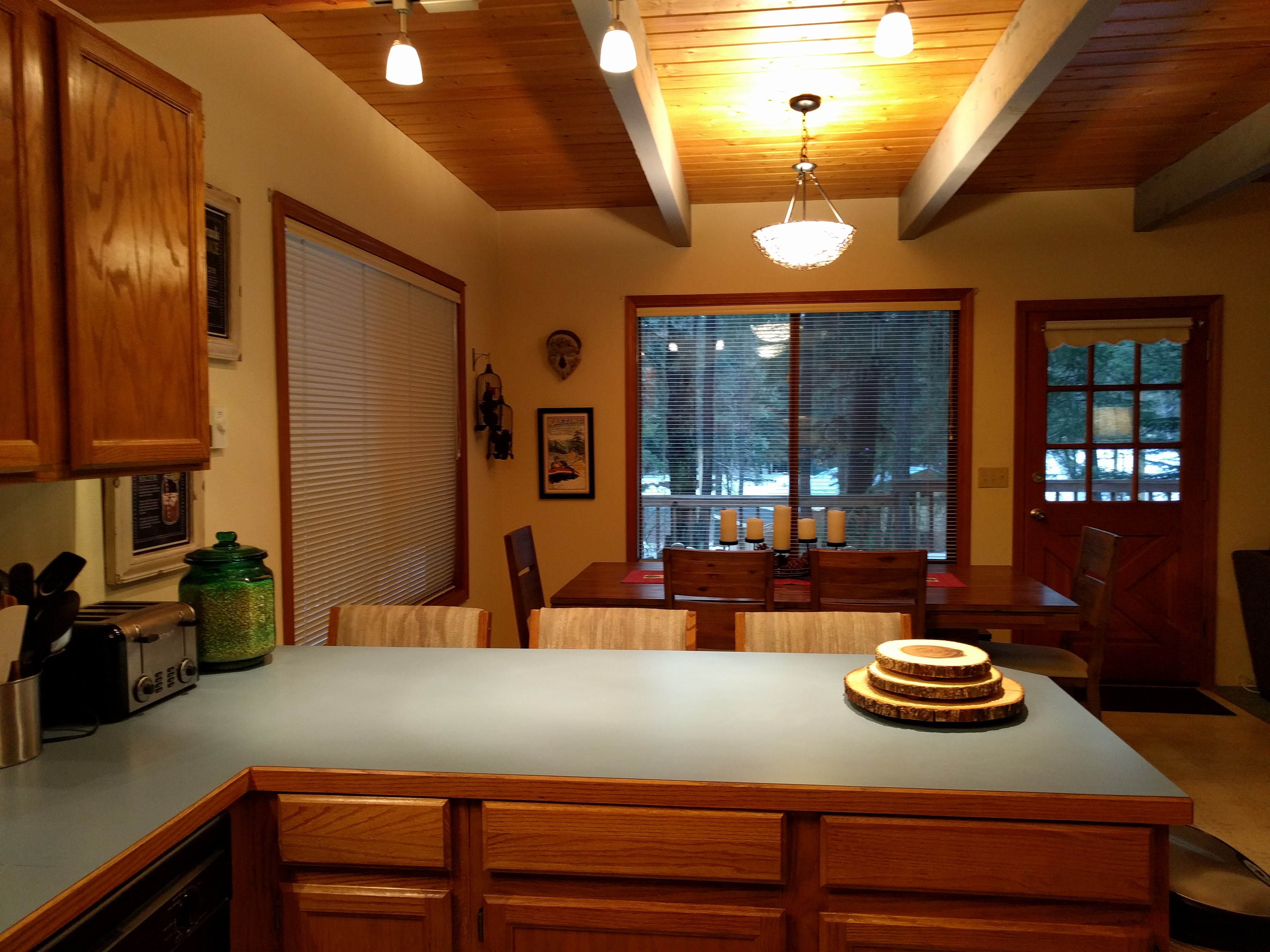 view from kitchen to dining