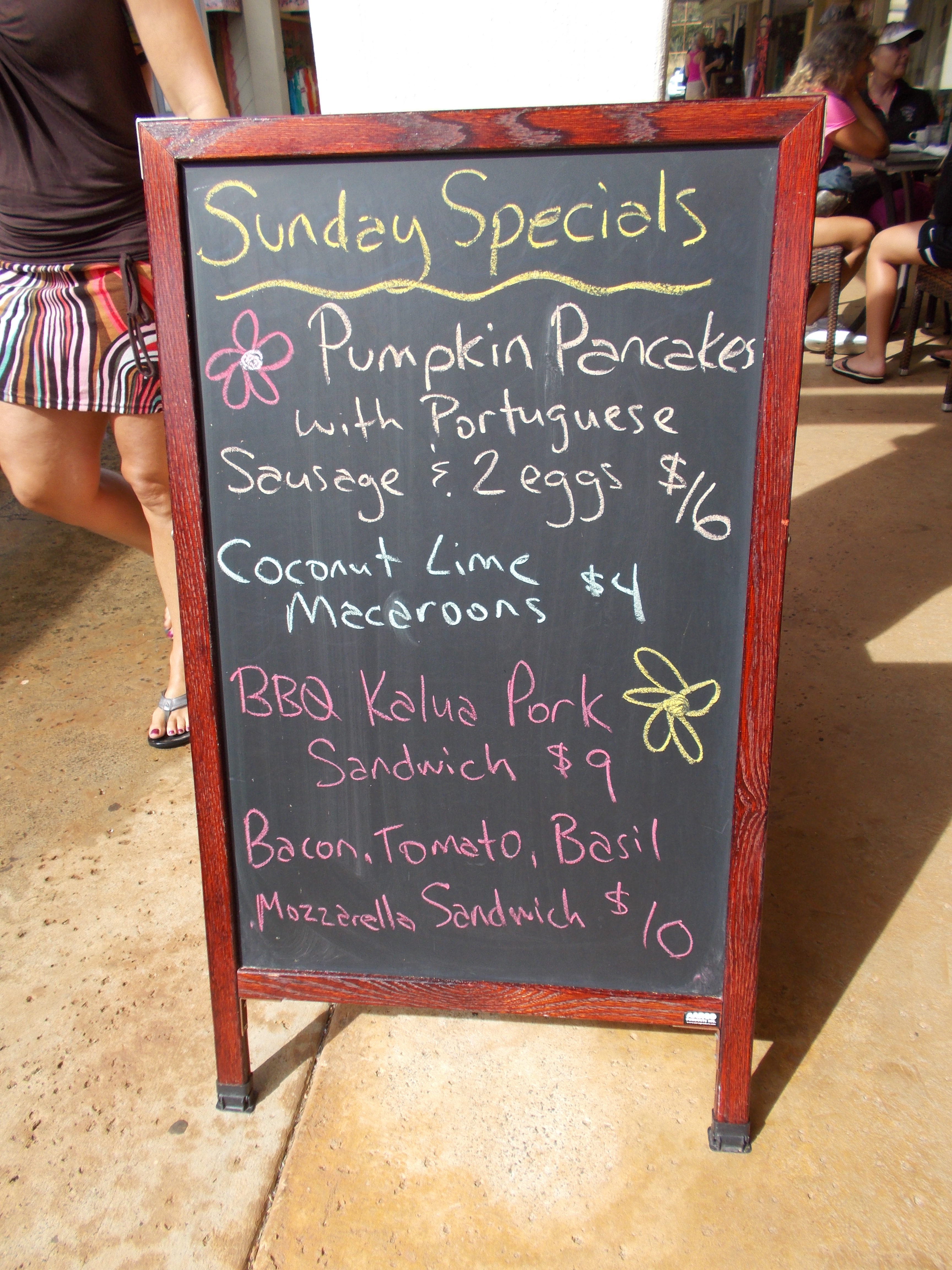 Specials Board Anuenue Cafe Poipu