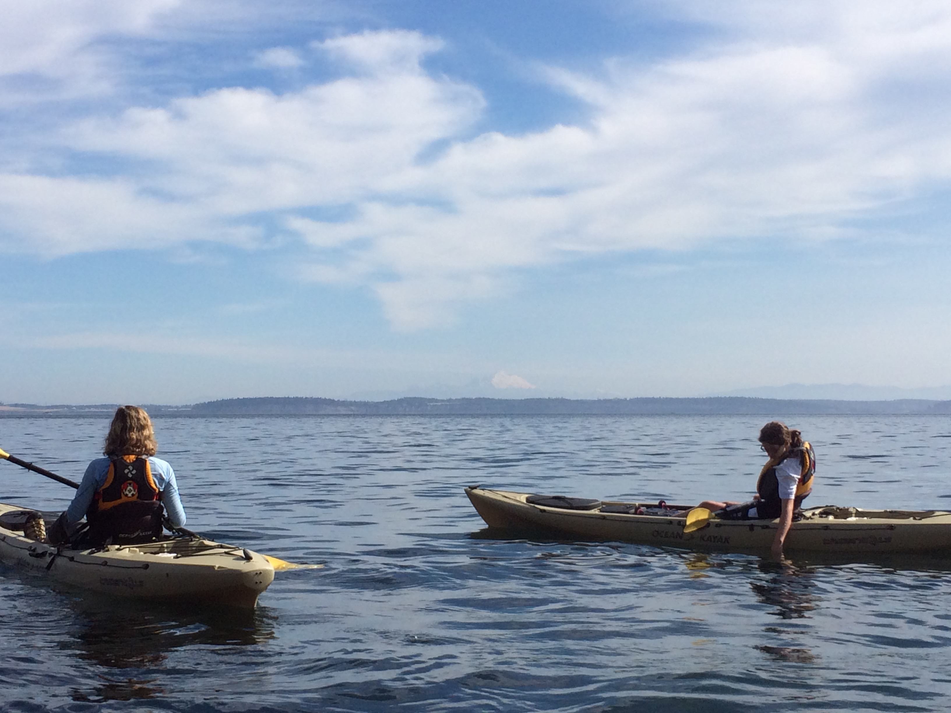 Kayaking with Mt. Baker in the distance